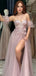 Sexy Pink Off-Shoulder Sleeveless Lace A-Line Long Prom Dress Ideas, Evening Party Dresses , WGP1571