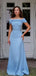 Elegant Blue Off-Shoulder Mermaid Long Prom Dress Ideas, Evening Party Dresses,WGP1813
