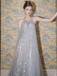 Shiny Silver Halter A-Line Long Prom Dress Ideas, Evening Party Dresses,WGP1727