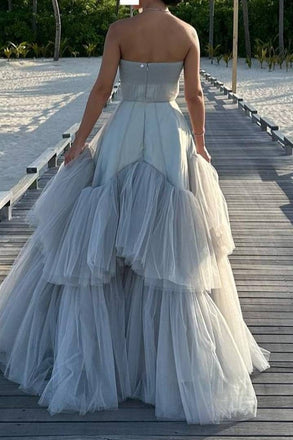 Elegant Blue Sweetheart A-Line Long Prom Dress Ideas, Evening Party Dresses,WGP1899