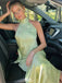 Elegant Yellow High Neck Mermaid Long Prom Dress Ideas, Evening Party Dresses,WGP1724