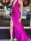 Sexy V-neck Halter Mermaid Long Prom Dress Ideas, Evening Party Dresses,WGP1174