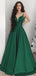 Elegant Green Spaghetti Strap A-Line Party Prom Dresses,Evening Dress Online, WGP811