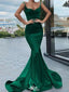 Sexy Mermaid Emerald Green Deep V-Neck Spaghetti Straps Long Formal Prom Dresses,Evening Gowns,WGP340