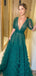 Elegant Green V-Neck A-Line Party Prom Dresses,Evening Dress Online, WGP812