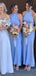 Elegant Blue Halter Mermaid Sleeveless Wedding Guest Bridesmaid Dresses,WGM391