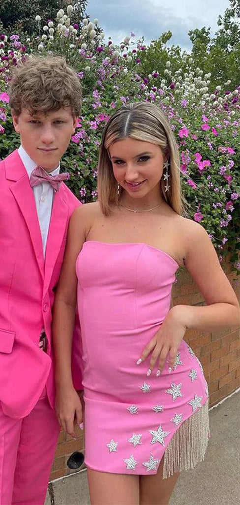 Sexy Pink Strapless Tight Unique&nbsp;Popular Cheap Short Homecoming Dresses, EPT313