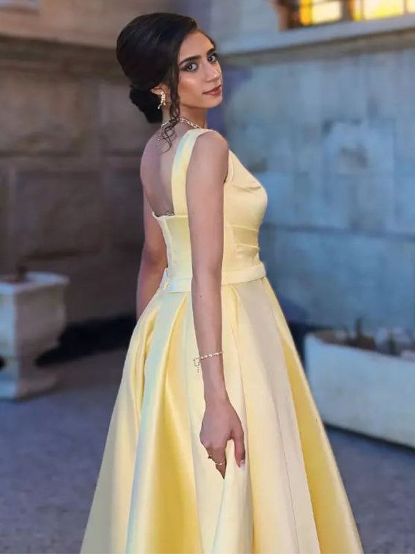 Elegant Yellow Sweetheart One shoulder A-Line Party Prom Dresses,Evening Dress Online, WGP829