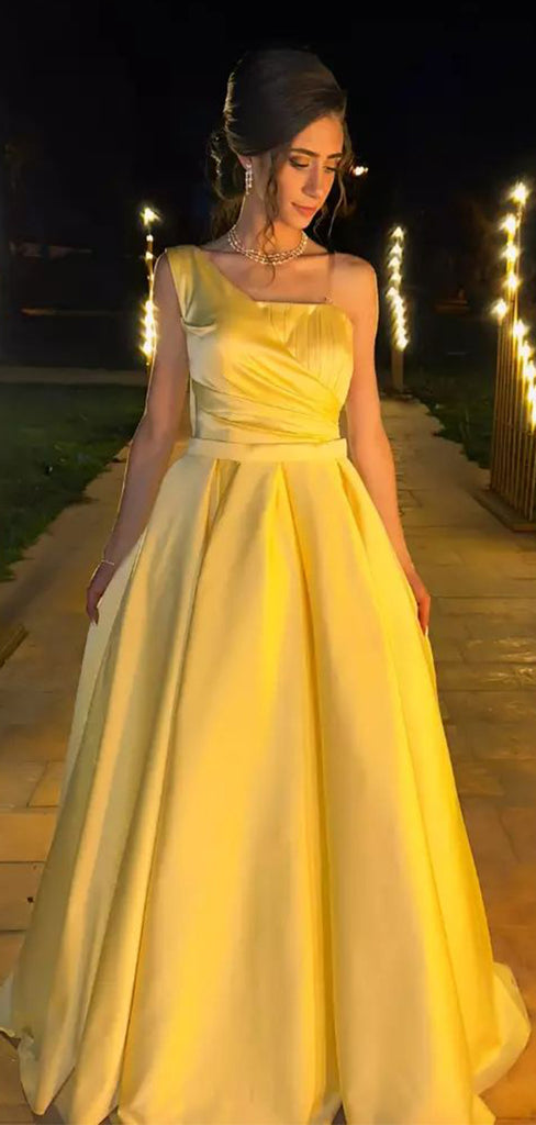 Elegant Yellow Sweetheart One shoulder A-Line Party Prom Dresses,Evening Dress Online, WGP829