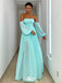 Elegant Baby Blue Off Shoulder A-line Side Slit Party Prom Dresses,Evening Dress Online, WGP834