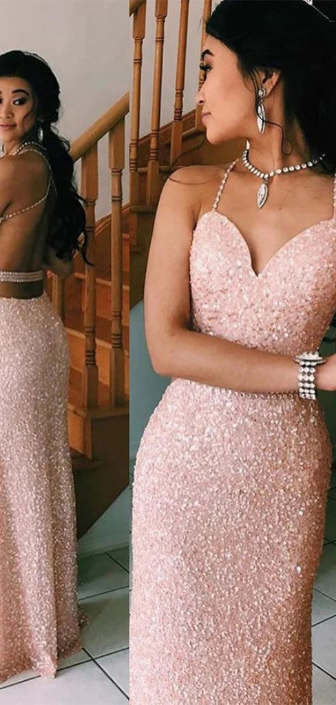 Sexy Pink Sweetheart Mermaid V-Neck Sleeveless Party Prom Dresses,Evening Dress Online, WGP844