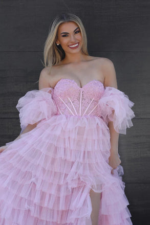 Elegant Pink Sweetheart High low Long Prom Dress Ideas, Evening Party Dresses,WGP1659