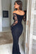 Sexy Black Long Sleeve Mermaid Lace Long Prom Dress Ideas, Evening Party Dresses,WGP1760