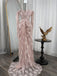Sexy Pink Long Sleeve Lace Mermaid Long Prom Dress Ideas, Evening Party Dresses,WGP1785