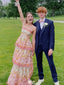 Casual Straight Across Spaghetti Strap A-line Long Prom Dress Ideas, Evening Party Dresses,WGP1184
