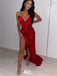 Sexy Red Sweetheart Mermaid Side Slit Sleeveless Party Prom Dresses,Evening Dress Online, WGP849