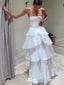 Elegant White  A-Line Strapless Ruffle Popular Long Evening Dresses, Formal Dresses, Birthday Party, WGP563