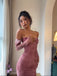 Sexy Pink Long Sleeve Lace Mermaid Long Prom Dress Ideas, Evening Party Dresses,WGP1736