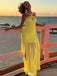 Unique Yellow Sweetheart Mermaid Side Slit Long Prom Dress Ideas, Evening Party Dresses,WGP1713