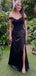 Elegant Black Sweetheart A-Line Off Shoulder Sleeveless Party Prom Dresses,Evening Dress Online, WGP858