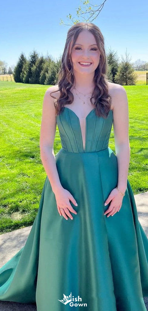Formal Sweetheart Strapless Notched A-line Long Prom Dress Ideas, Evening Party Dresses,WGP1200