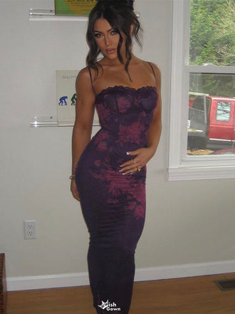 Sexy Applique Purple Spaghetti Strap Mermaid Long Prom Dress Ideas, Evening Party Dresses,WGP1737