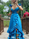 Unique V-neck Asymmetric A-line Long Prom Dress Ideas, Evening Party Dresses,WGP1208