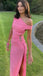 Elegant Pink One-Shoulder Mermaid Side Slit Long Prom Dress Ideas, Evening Party Dresses,WGP1825