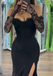 Sexy Black Long Sleeve Mermaid Long Prom Dress Ideas, Evening Party Dresses, WGP2001