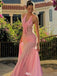 Elegant Pink V-Neck Mermaid Long Prom Dress Ideas, Evening Party Dresses, WGP2015