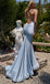 Sexy Blue Spaghetti Strap Mermaid Side Slit Long Prom Dress Ideas, Evening Party Dresses,WGP1698