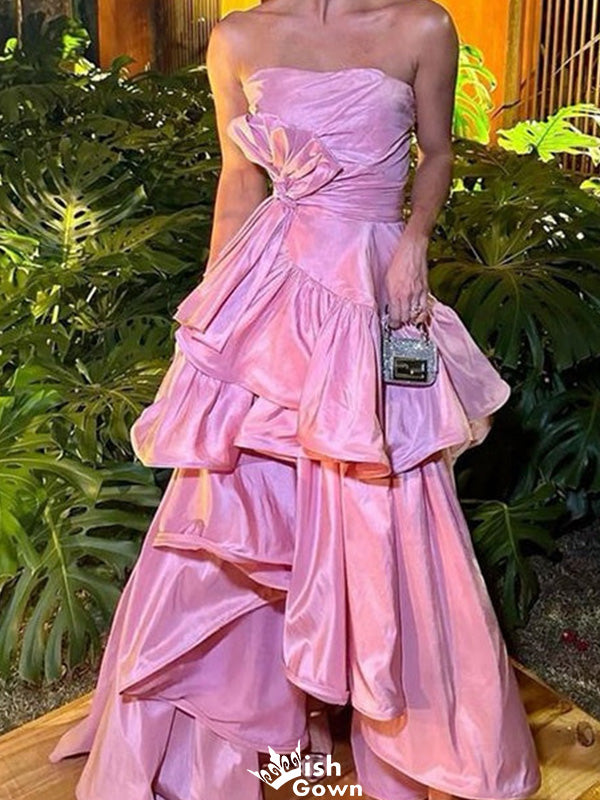 Elegant Straight Across Strapless A-line Long Prom Dress Ideas, Evening Party Dresses,WGP1243