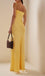 Stylish Yellow Spaghetti Straps Satin Sheath Long Prom Dresses ,WGP1061