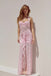 Classy Pink Lace Mermaid Prom Dress with Sexy High Slit and Halter Neck Sheer Bodice,WGP2104