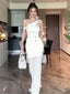 Elegant White One-Shoulder Mermaid Long Prom Dress Ideas, Evening Party Dresses,WGP1800