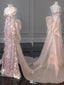 Shiny Pink Spaghetti Strap Mermaid Long Prom Dress Ideas, Evening Party Dresses,WGP1728