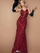 Sexy Red Spaghetti Strap Mermaid Long Prom Dress Ideas, Evening Party Dresses,WGP1642