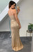 Sexy Gold Mermaid Side Slit Maxi Long Party Prom Dresses, Evening Dress,WGP274