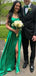 Elegant Emerald A-Line Spaghetti Straps Side Slit Cheap Maxi Long Party Prom Gowns,Evening Dresses,WGP426