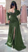 Elegant Green Strapless Mermaid Long Sleeves Side Slit Long Party Dress Prom Dresses,WGP982