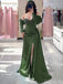 Elegant Green Strapless Mermaid Long Sleeves Side Slit Long Party Dress Prom Dresses,WGP982