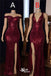 Sexy Wine Side Slit Mermaid Party Dress Long Prom Dresses to Impress, WGP957