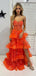 Gorgeous Orange A-Line Sweetheart Side Slit Popular Long Evening Dresses, Formal Dresses, Birthday Party, WGP584