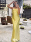 Elegant Yellow Strapless Sheath Long Party Dress Prom Dresses,WGP993