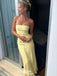 Gorgeous Light Yellow Strapless Sheath Long Party Dress Prom Dresses,WGP996