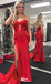 Stylish Red Strapless Side Slit Mermaid Sweetheart Long Party Dress Prom Dresses,WGP997