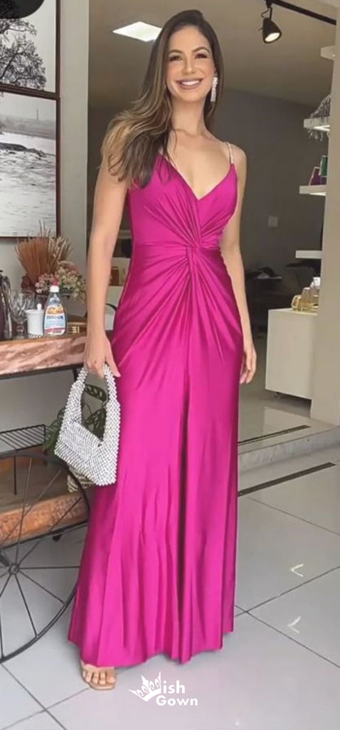 Elegant V Neck Front Slit A-line Long Party Dress Prom Dresses,WGP1002