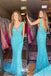 Stunning Blue Plunging Mermaid Party Dress Long Prom Dresses to Impress, WGP959