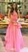 Gorgeous Pink Strapless A-line Long Party Dress Prom Dresses,WGP1005