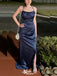 Sexy Blue Spaghetti Straps Halter Side Slit Sheath Long Party Dress Prom Dresses,WGP1006